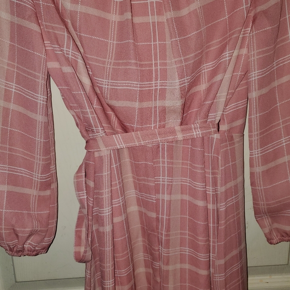 NWT Francesca's Mi Ami Pastel Plaid High Low Wrap Dress - Picture 10 of 14